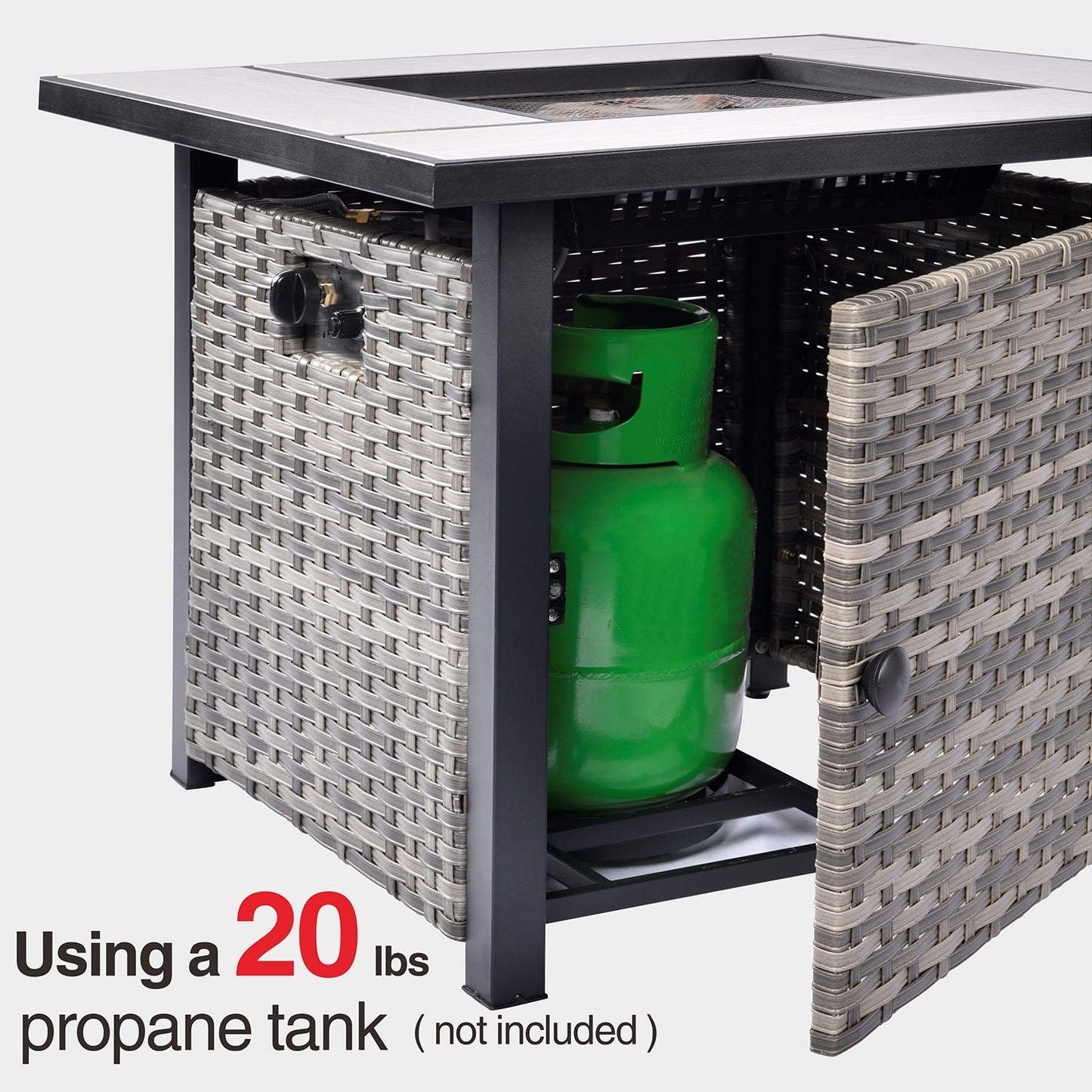 Set di 5 sedie da giardino in vimini OVIOS con tavolo da fuoco da 30 cm