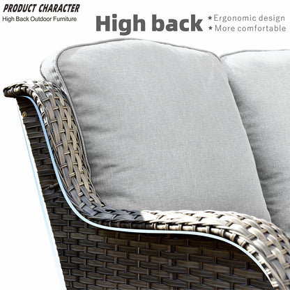 Set di 5 sedie da giardino in vimini OVIOS con tavolo da fuoco da 30 cm