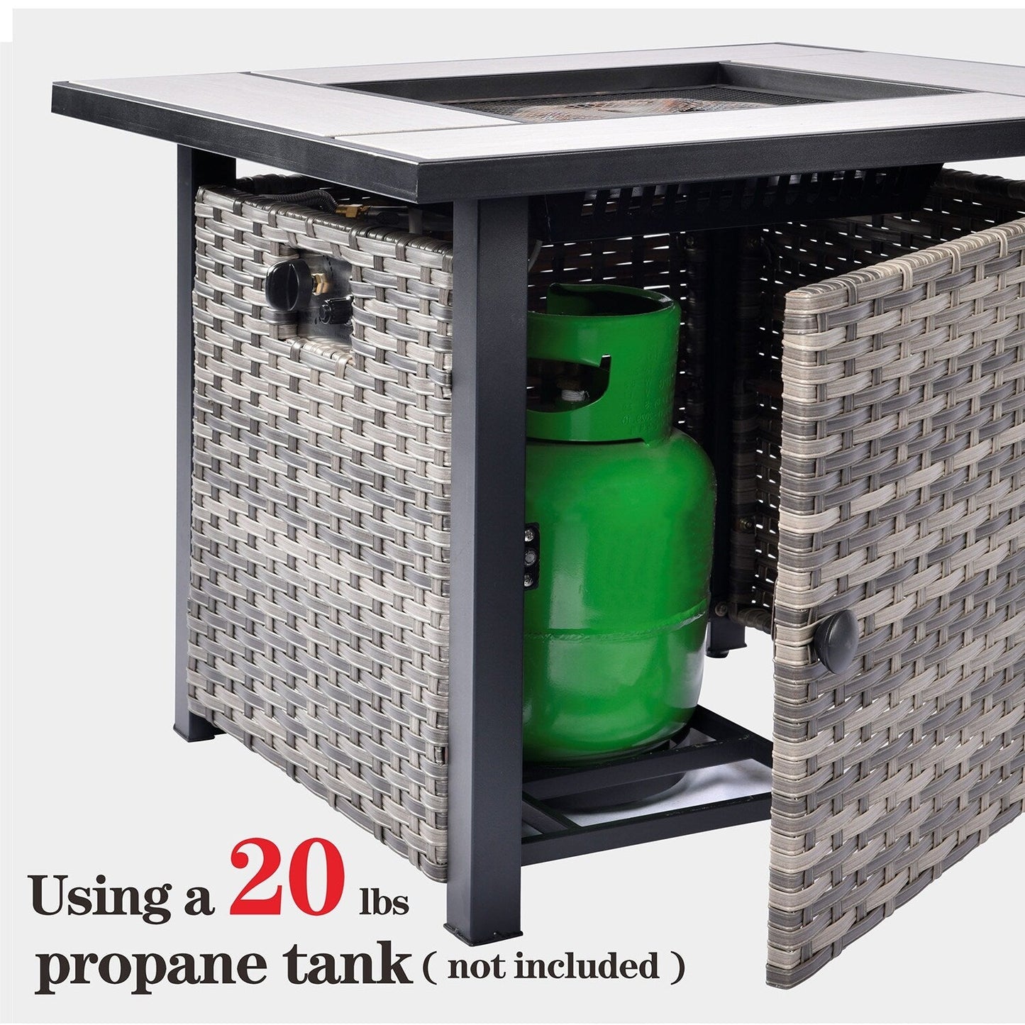 Set di mobili da giardino OVIOS in vimini grigio da 8 pezzi con braciere