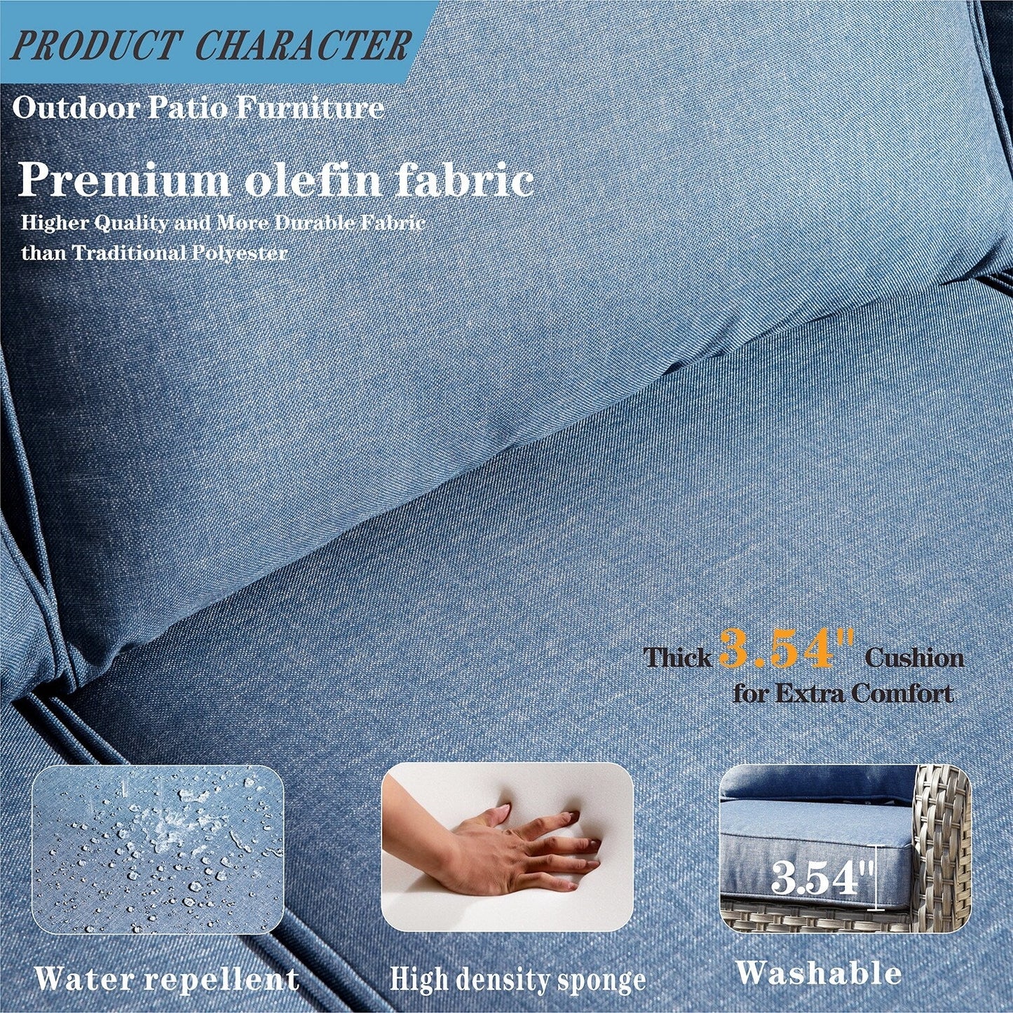 Set di mobili da giardino OVIOS in vimini grigio da 8 pezzi con braciere