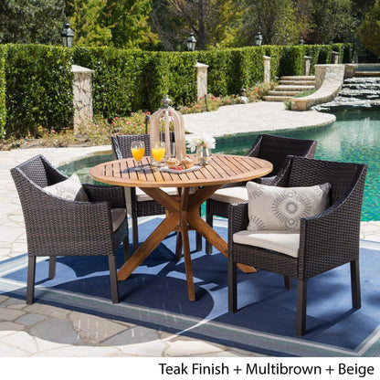 Set da pranzo Owen in legno e vimini da 5 pezzi di Christopher Knight Home