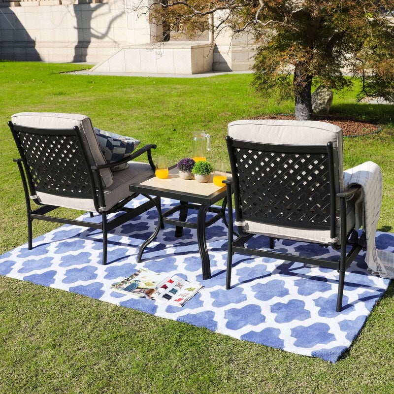 PATIO FESTIVAL Set da conversazione per esterni da 3 pezzi con cuscini