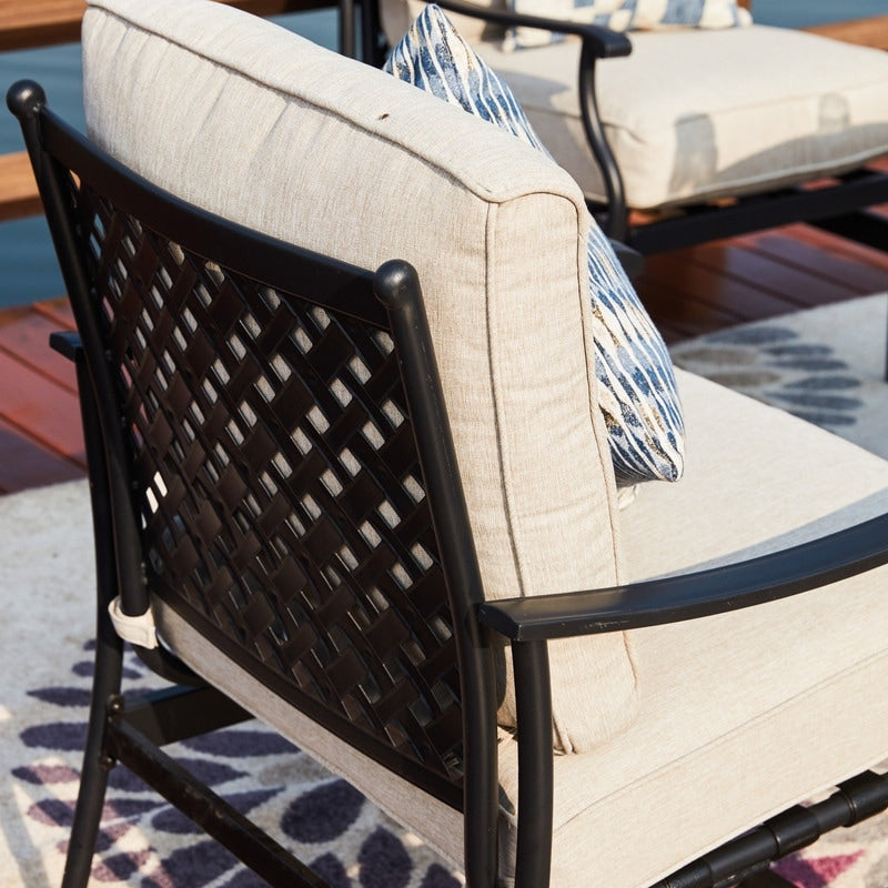 PATIO FESTIVAL Set da conversazione per esterni da 3 pezzi con cuscini