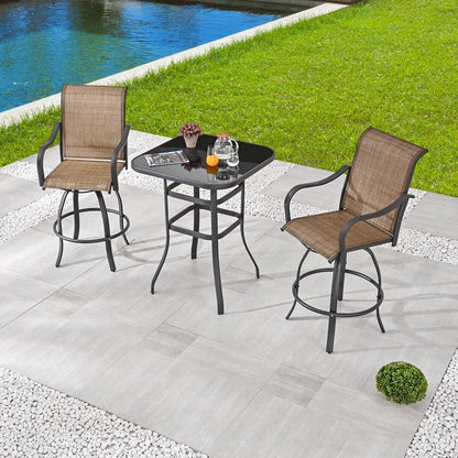 Patio Festival - Set da bistrot girevole da esterno in metallo, 3 pezzi