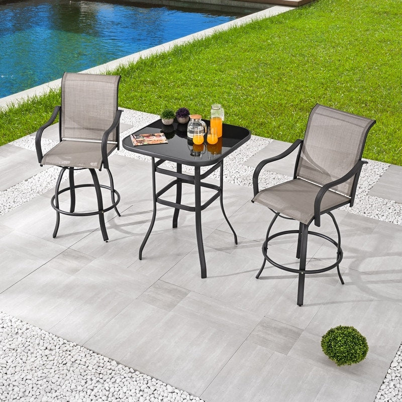 Patio Festival - Set da bistrot girevole da esterno in metallo, 3 pezzi