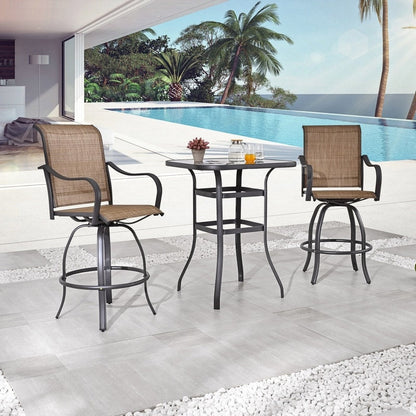 Patio Festival - Set da bistrot girevole da esterno in metallo, 3 pezzi