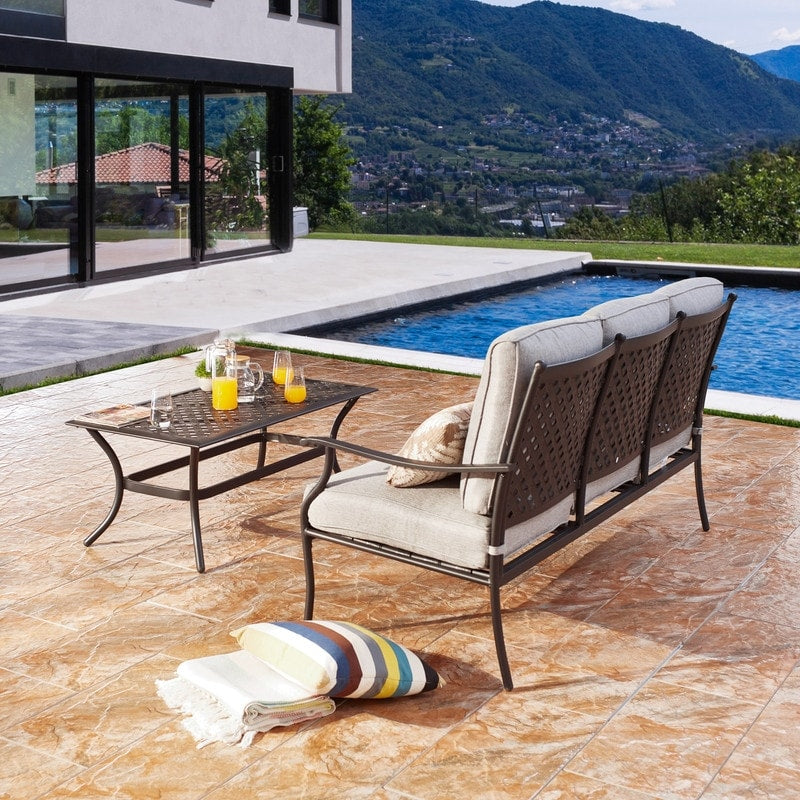 PATIO FESTIVAL Divano da esterno a 3 posti con tavolino da caffè