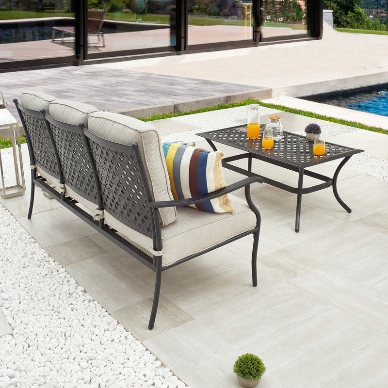 PATIO FESTIVAL Divano da esterno a 3 posti con tavolino da caffè