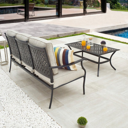 PATIO FESTIVAL Divano da esterno a 3 posti con tavolino da caffè