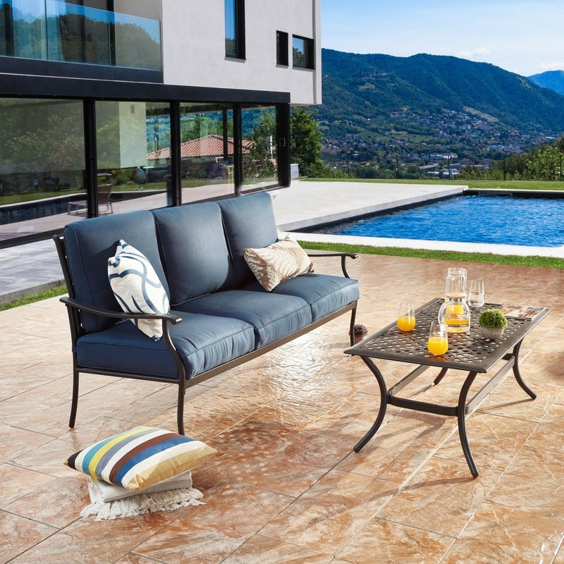 PATIO FESTIVAL Divano da esterno a 3 posti con tavolino da caffè