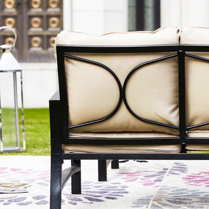 PATIO FESTIVAL Set da conversazione con divano a due posti e sedia a dondolo da esterno da 5 pezzi