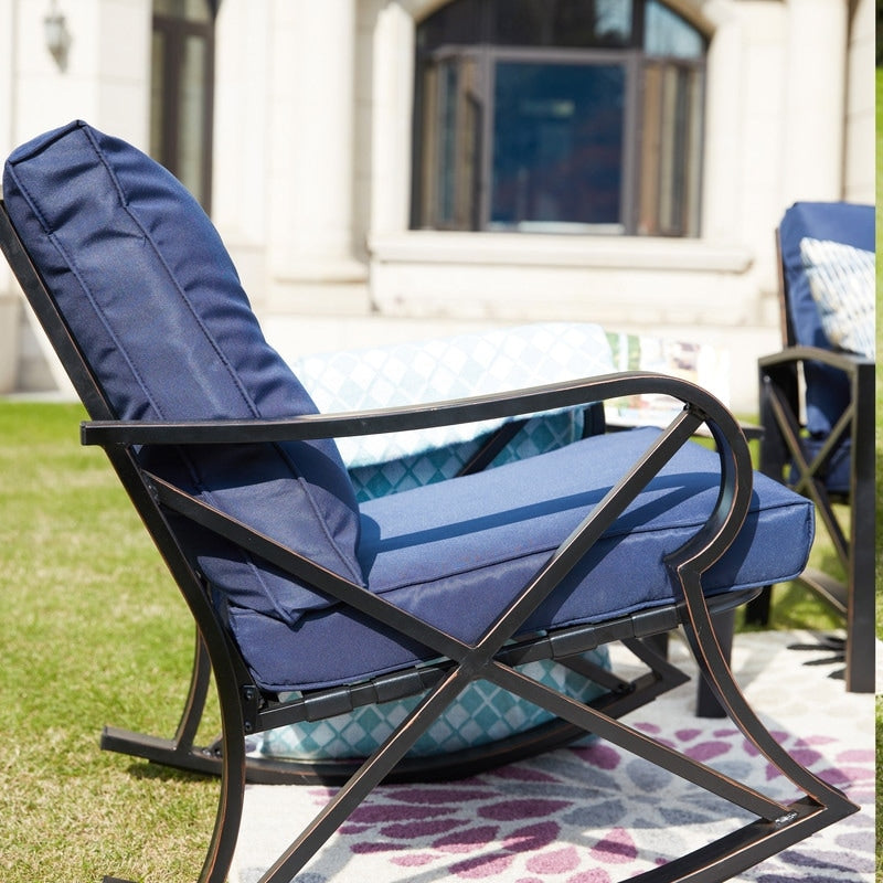 PATIO FESTIVAL Set da conversazione con divano a due posti e sedia a dondolo da esterno da 5 pezzi