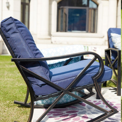 PATIO FESTIVAL Set da conversazione con divano a due posti e sedia a dondolo da esterno da 5 pezzi