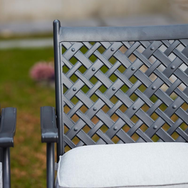 PATIO FESTIVAL Set da pranzo per esterni in acciaio nero da 5 pezzi