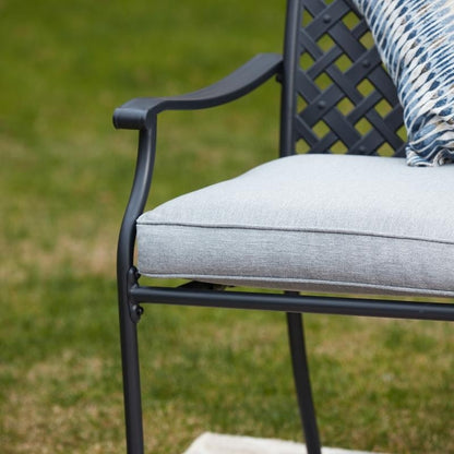 PATIO FESTIVAL Set da pranzo per esterni in acciaio nero da 5 pezzi