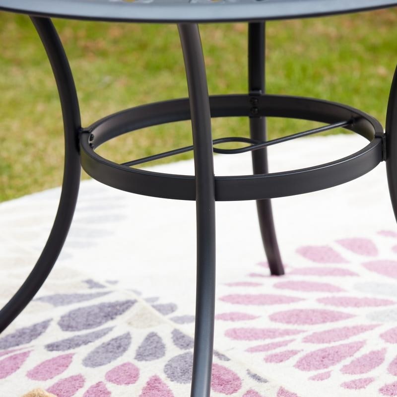 PATIO FESTIVAL Set da pranzo per esterni in acciaio nero da 5 pezzi