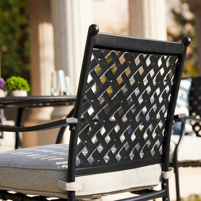 PATIO FESTIVAL Set da pranzo per esterni in acciaio nero da 5 pezzi