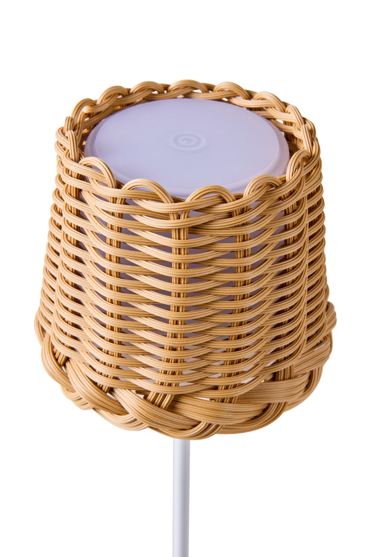 Svampitella - Abat Jour Touch Con Cappello Naturale Base Bianca