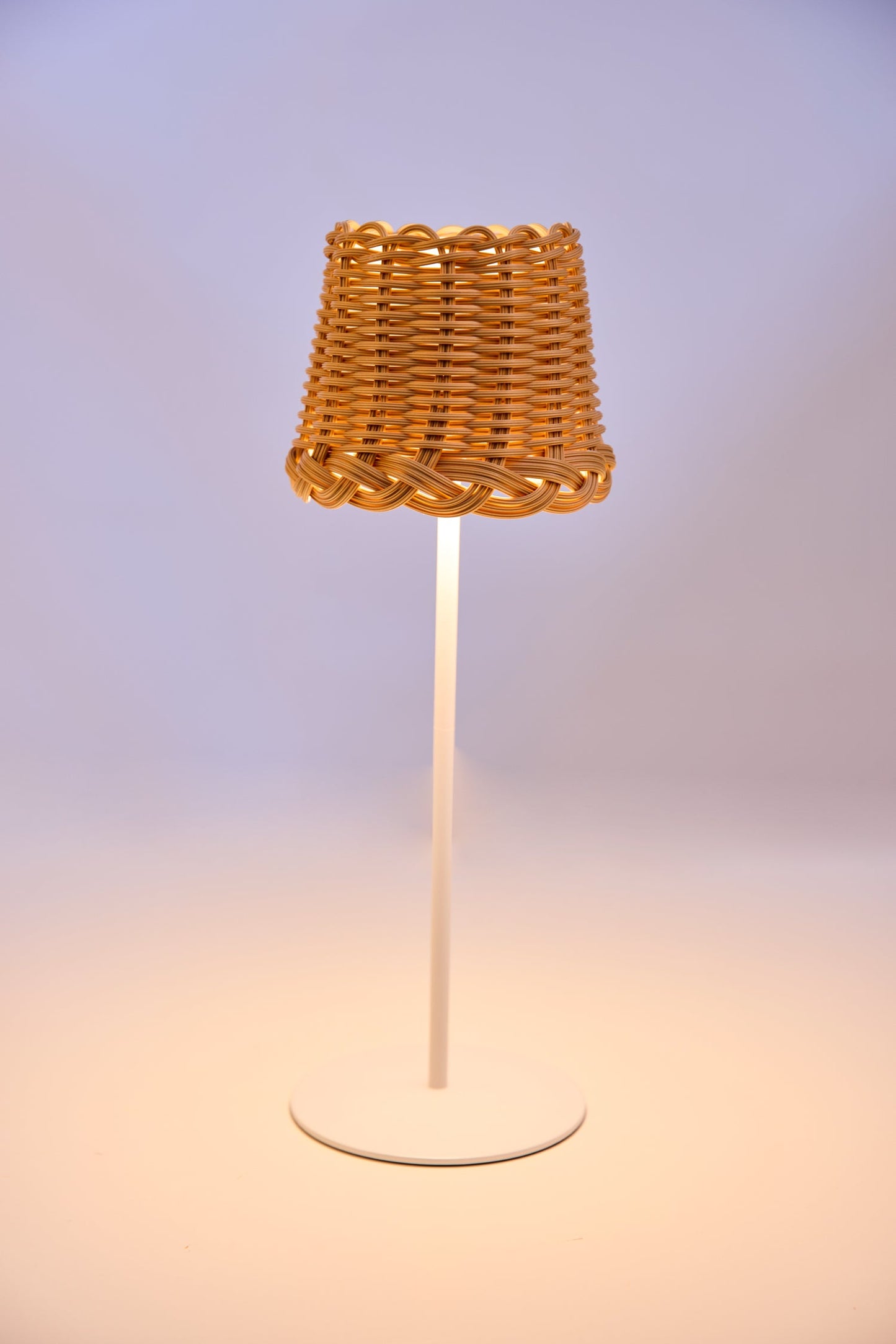 Svampitella - Abat Jour Touch Con Cappello Naturale Base Bianca