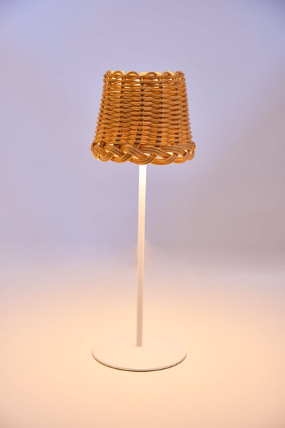 Svampitella - Abat Jour Touch Con Cappello Naturale Base Bianca