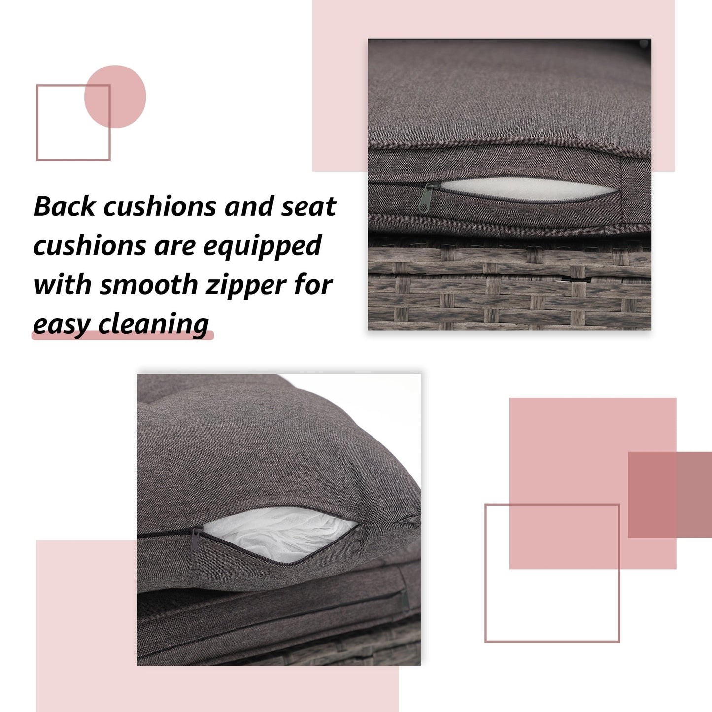 Set di 3 divani componibili da esterno in vimini PE