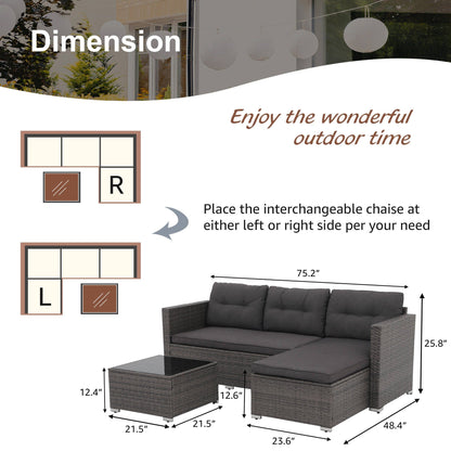 Set di 3 divani componibili da esterno in vimini PE