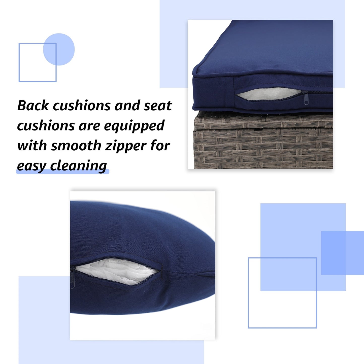 Set di 3 divani componibili da esterno in vimini PE