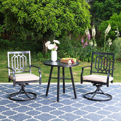 MAISON ARTS Set da bistrot da giardino, 3 pezzi, set da pranzo, 2 sedie girevoli con cuscini e 1 tavolino rotondo