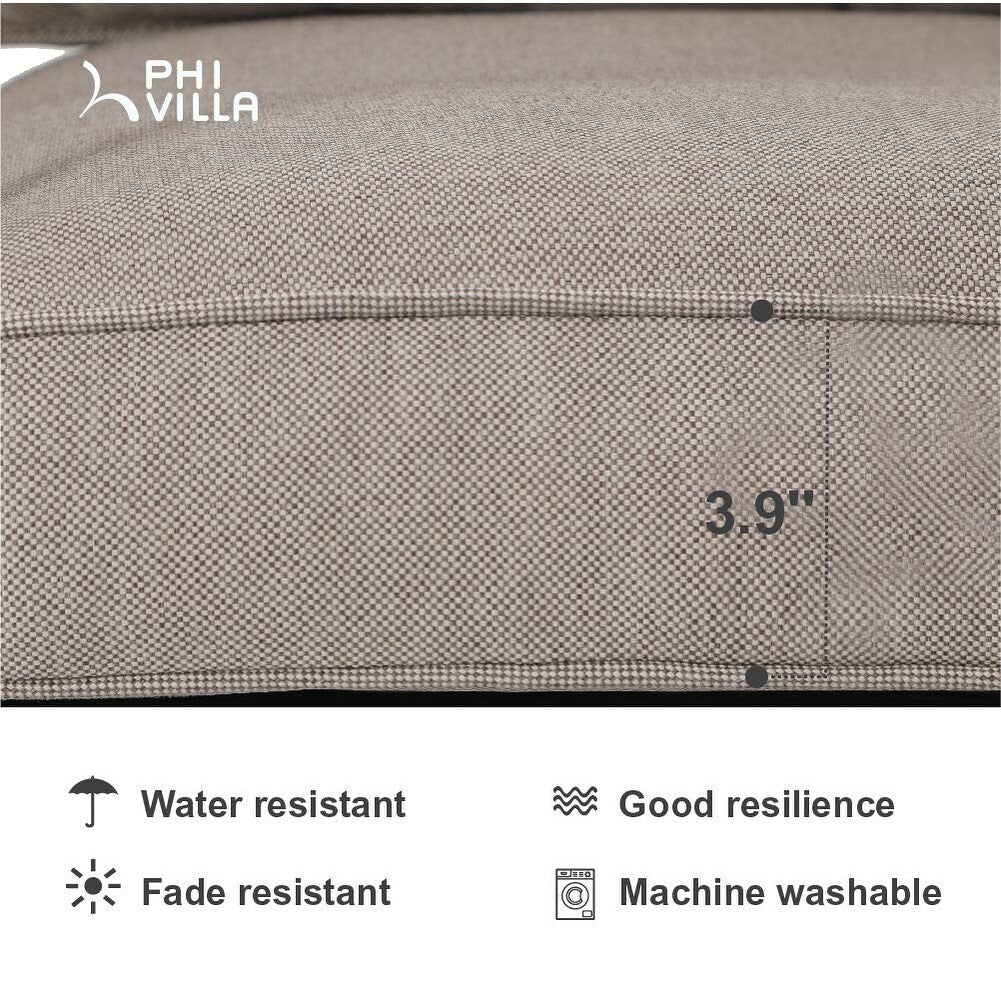 Set da conversazione imbottito da patio PHI VILLA da 3 pezzi con comodi cuscini per sedute profonde