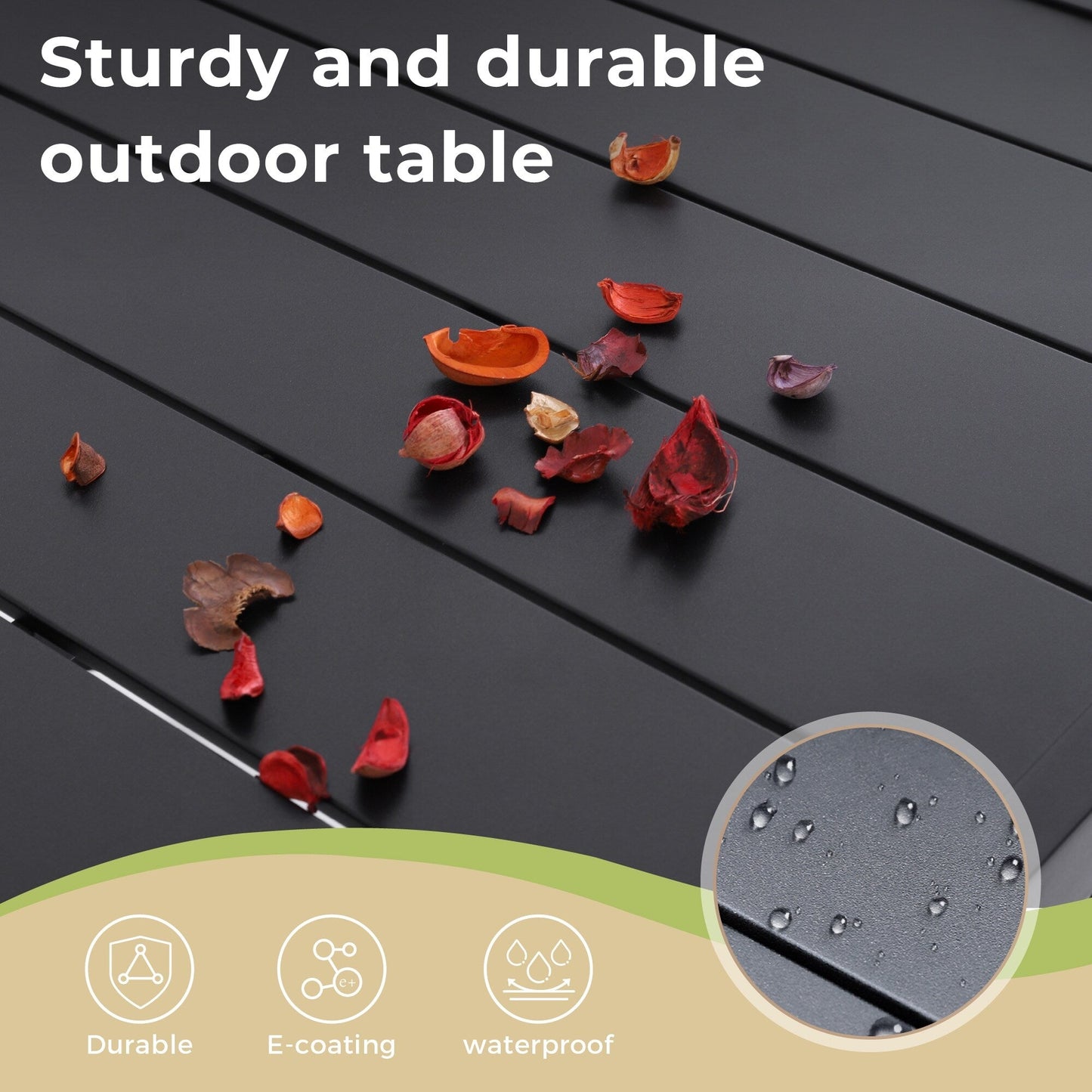 Set da pranzo da giardino in metallo con rivestimento E da 5 pezzi