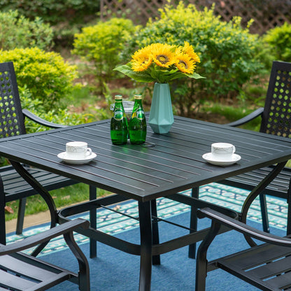 Set da pranzo da giardino in metallo con rivestimento E da 5 pezzi