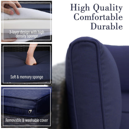 Set di divani componibili da giardino in vimini e rattan, 9 pezzi - Set da 9 pezzi