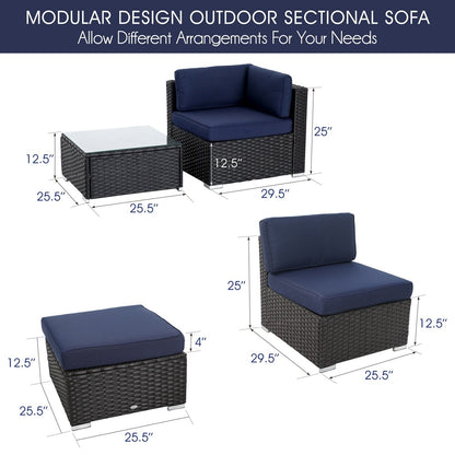 Set di divani componibili da giardino in vimini e rattan, 9 pezzi - Set da 9 pezzi