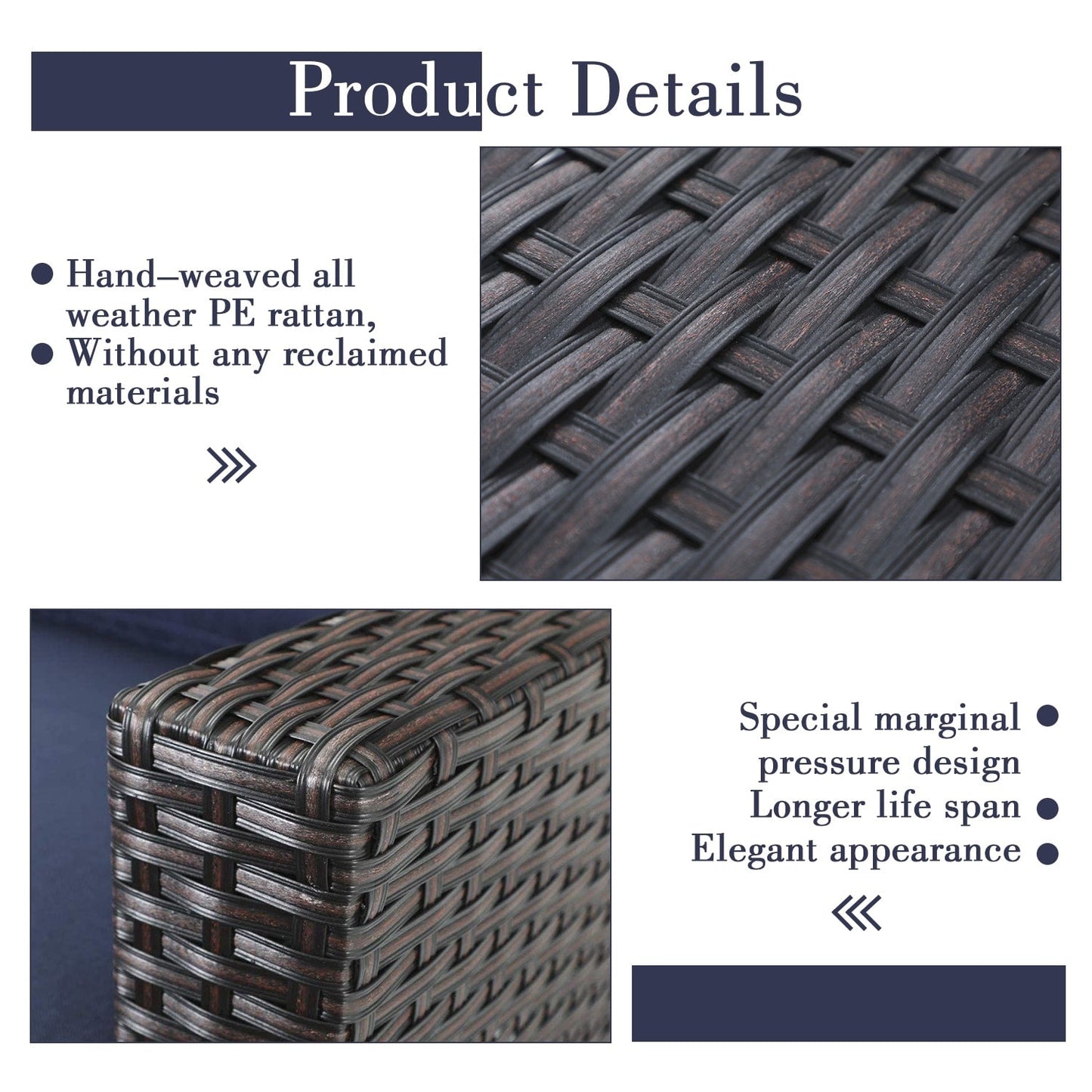 Set di divani componibili da giardino in vimini e rattan, 9 pezzi - Set da 9 pezzi