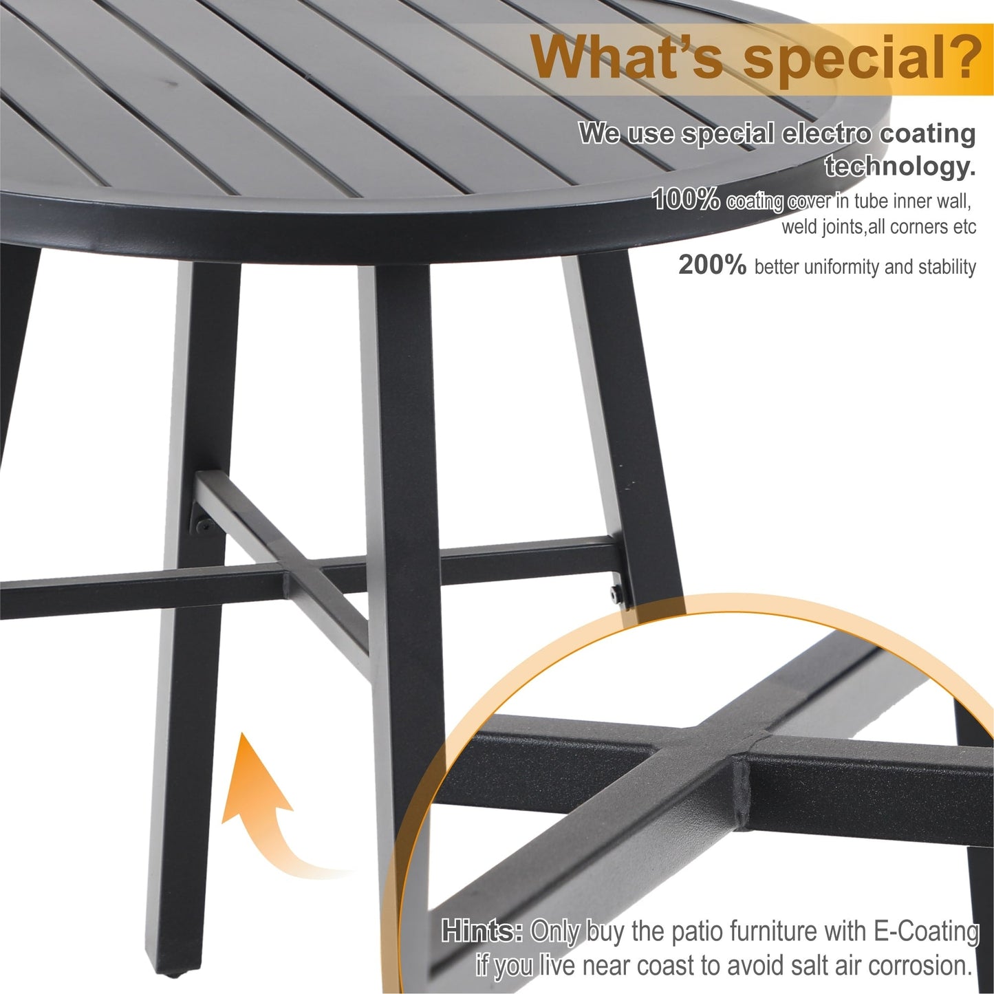 MAISON ARTS Patio Bistro Set da pranzo da 3 pezzi