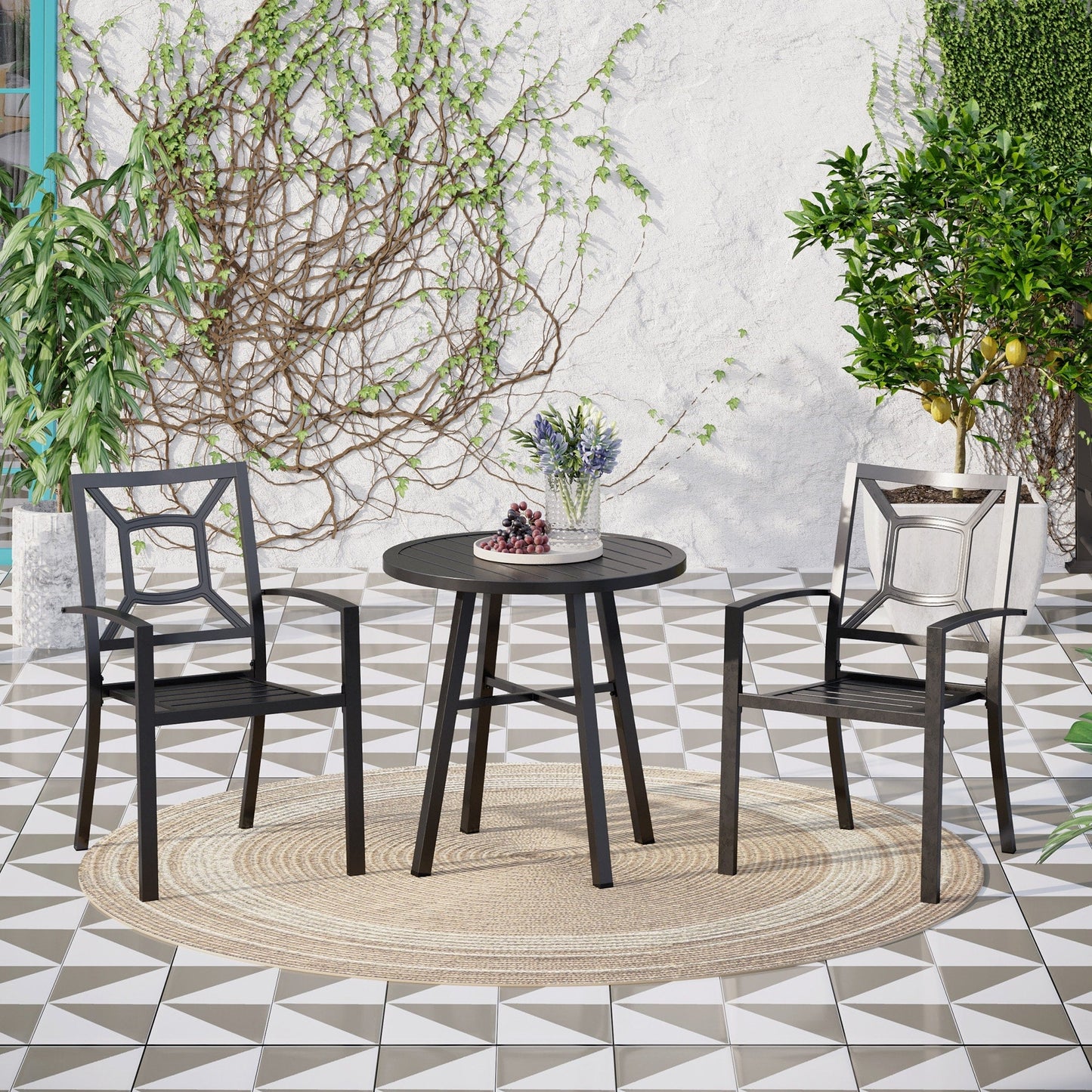 MAISON ARTS Patio Bistro Set da pranzo da 3 pezzi
