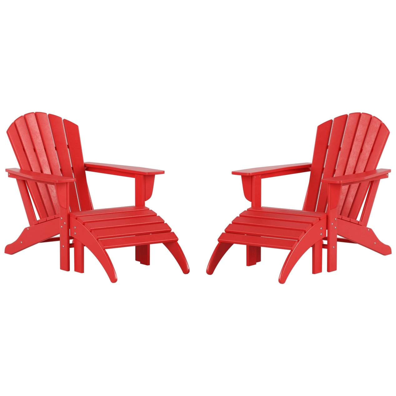 Sedie Adirondack ecologiche per esterni Polytrends Altura, adatte a tutte le stagioni, con pouf (set da conversazione da 4 pezzi)