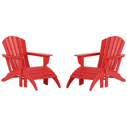 Sedie Adirondack ecologiche per esterni Polytrends Altura, adatte a tutte le stagioni, con pouf (set da conversazione da 4 pezzi)