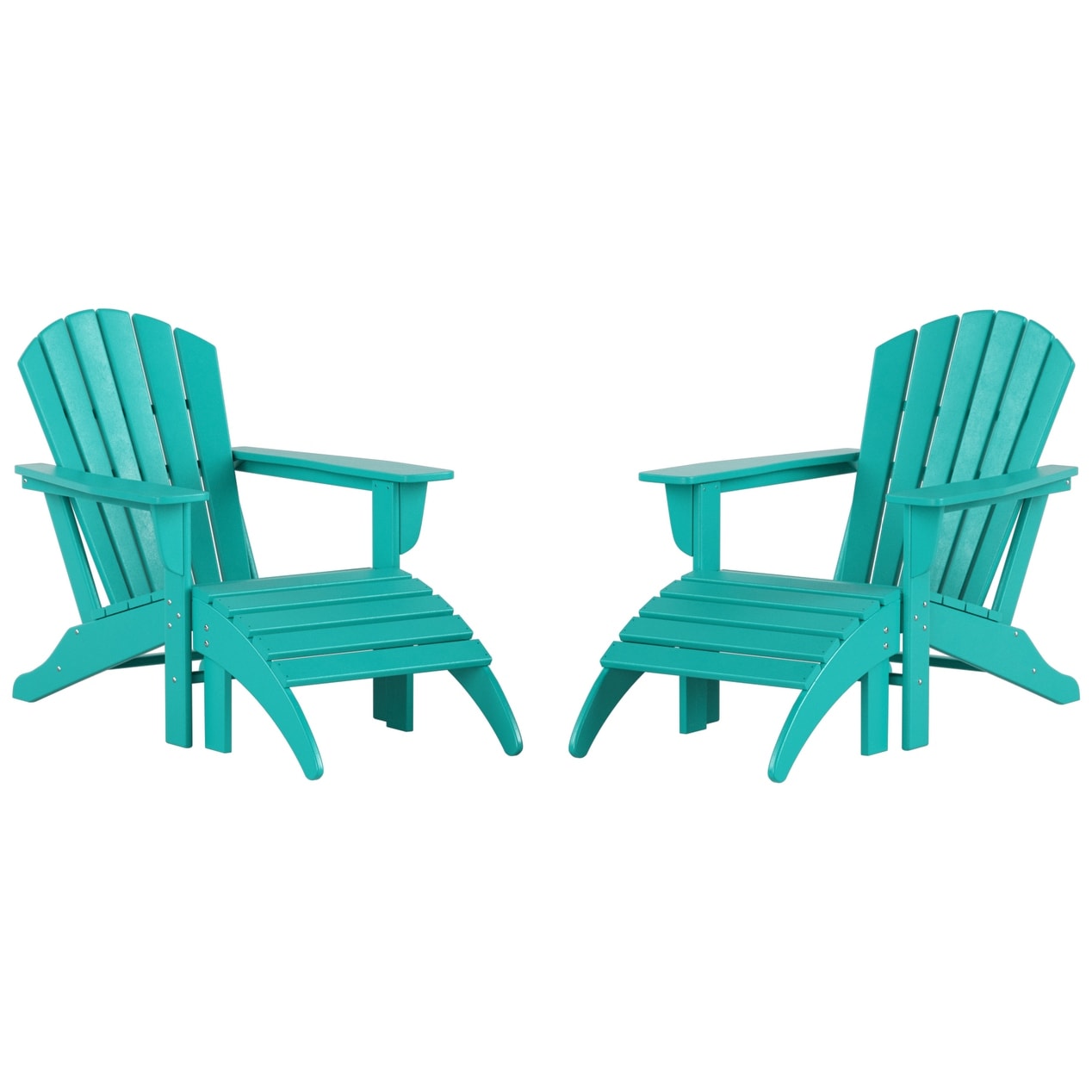 Sedie Adirondack ecologiche per esterni Polytrends Altura, adatte a tutte le stagioni, con pouf (set da conversazione da 4 pezzi)