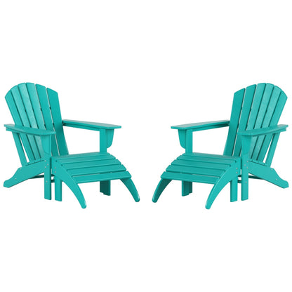 Sedie Adirondack ecologiche per esterni Polytrends Altura, adatte a tutte le stagioni, con pouf (set da conversazione da 4 pezzi)