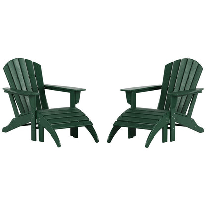 Sedie Adirondack ecologiche per esterni Polytrends Altura, adatte a tutte le stagioni, con pouf (set da conversazione da 4 pezzi)