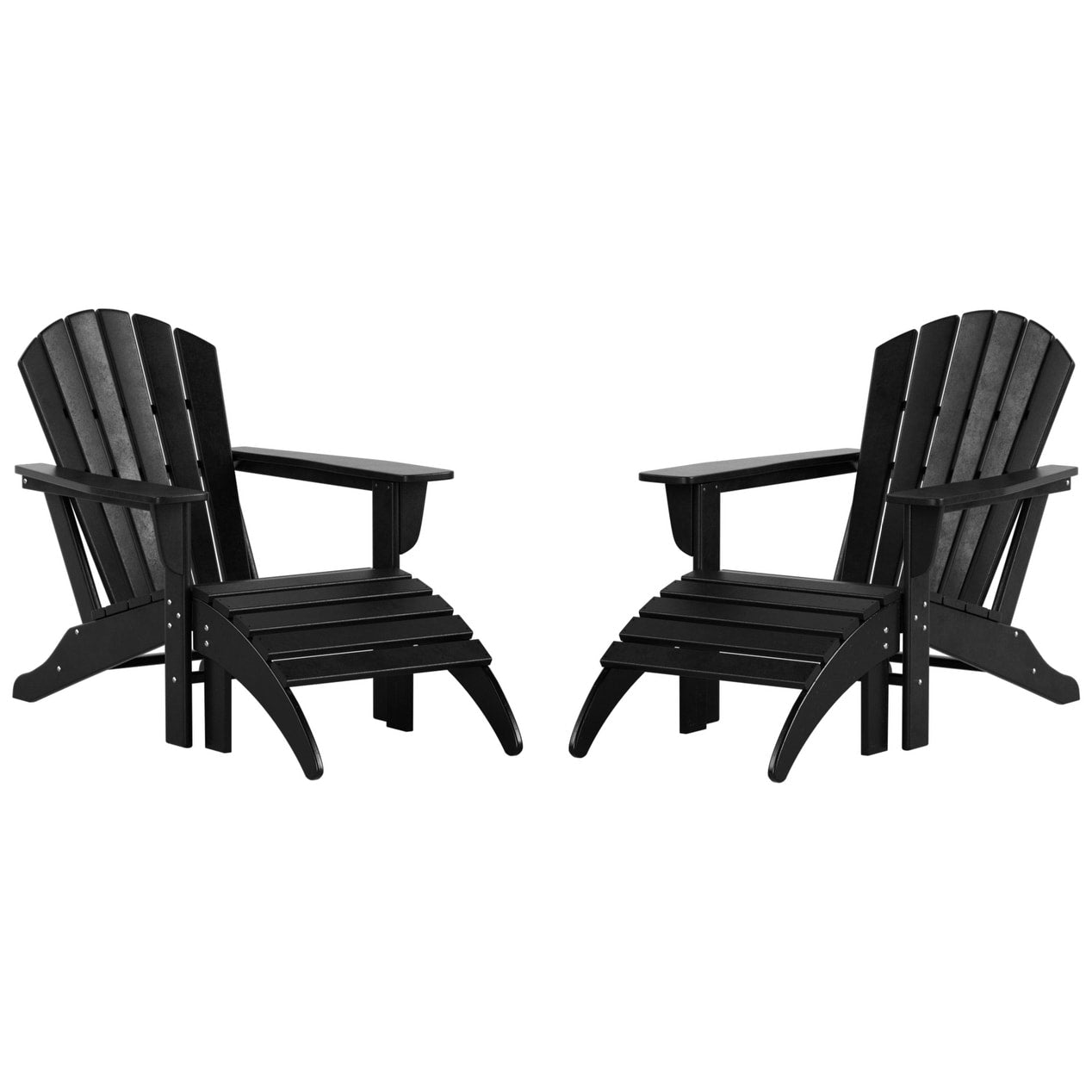 Sedie Adirondack ecologiche per esterni Polytrends Altura, adatte a tutte le stagioni, con pouf (set da conversazione da 4 pezzi)