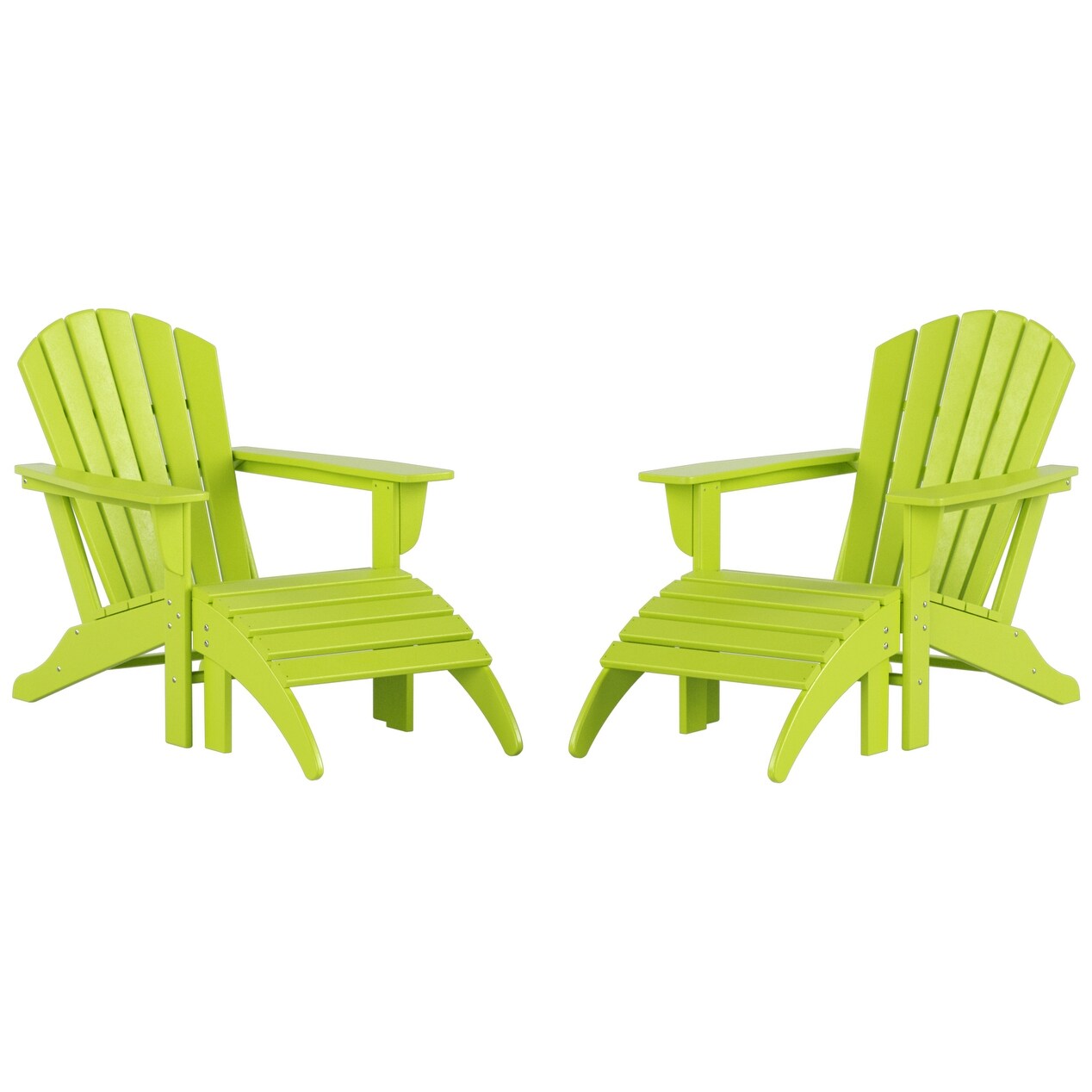 Sedie Adirondack ecologiche per esterni Polytrends Altura, adatte a tutte le stagioni, con pouf (set da conversazione da 4 pezzi)