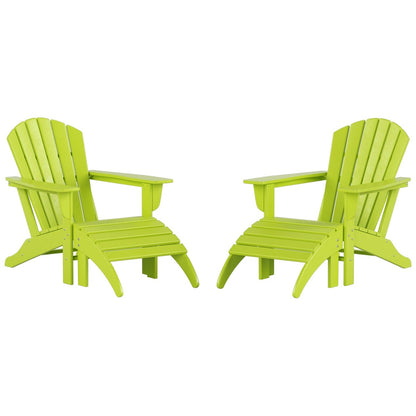 Sedie Adirondack ecologiche per esterni Polytrends Altura, adatte a tutte le stagioni, con pouf (set da conversazione da 4 pezzi)