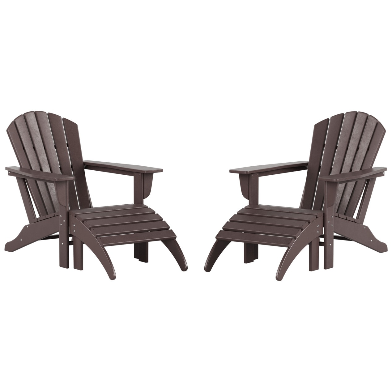 Sedie Adirondack ecologiche per esterni Polytrends Altura, adatte a tutte le stagioni, con pouf (set da conversazione da 4 pezzi)