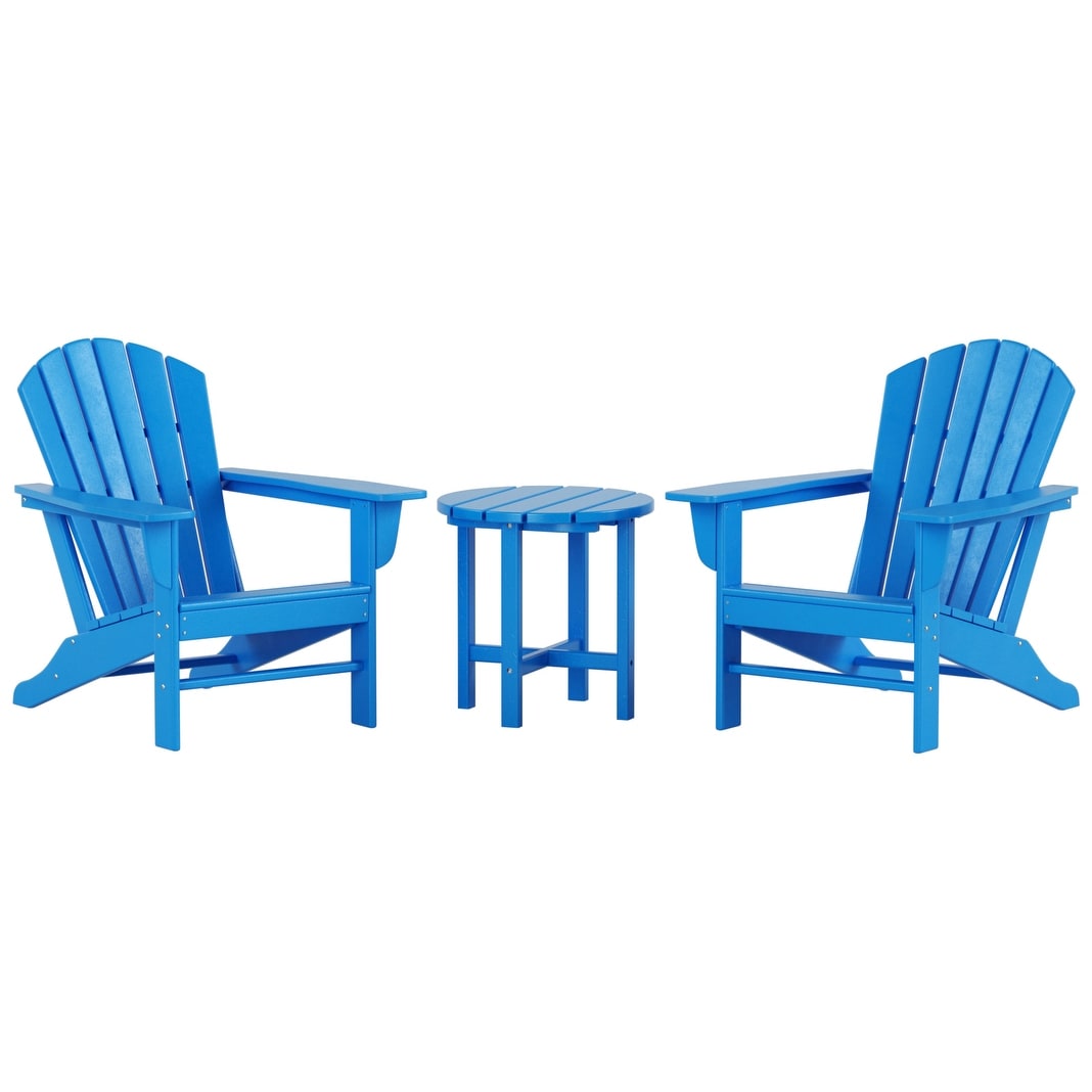 Sedie Adirondack da esterno Polytrends Altura Classic, ecologiche e adatte a tutte le stagioni, con tavolino laterale (set da 3 pezzi)