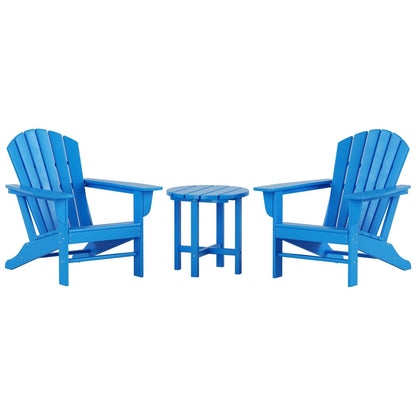 Sedie Adirondack da esterno Polytrends Altura Classic, ecologiche e adatte a tutte le stagioni, con tavolino laterale (set da 3 pezzi)