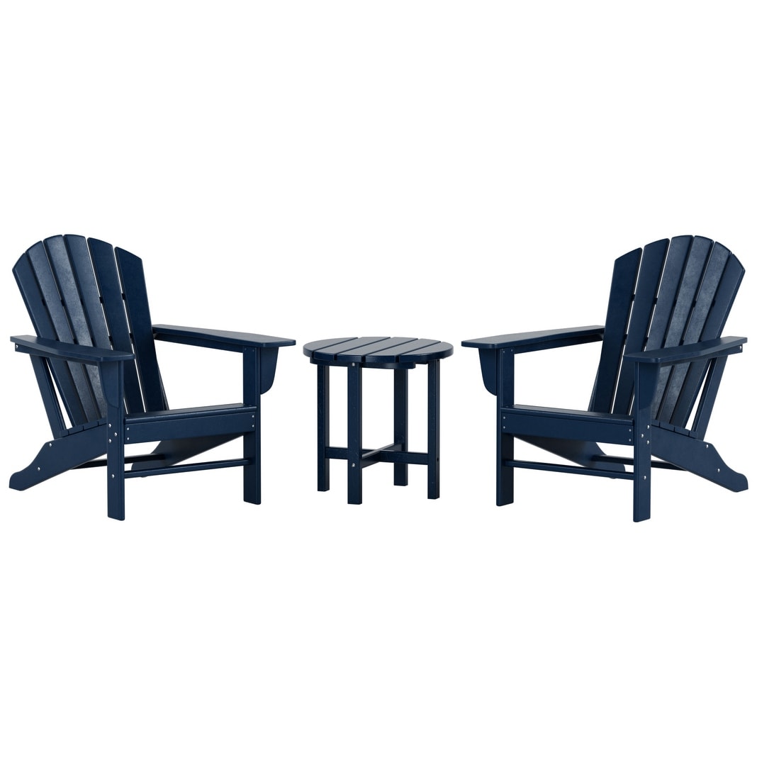 Sedie Adirondack da esterno Polytrends Altura Classic, ecologiche e adatte a tutte le stagioni, con tavolino laterale (set da 3 pezzi)