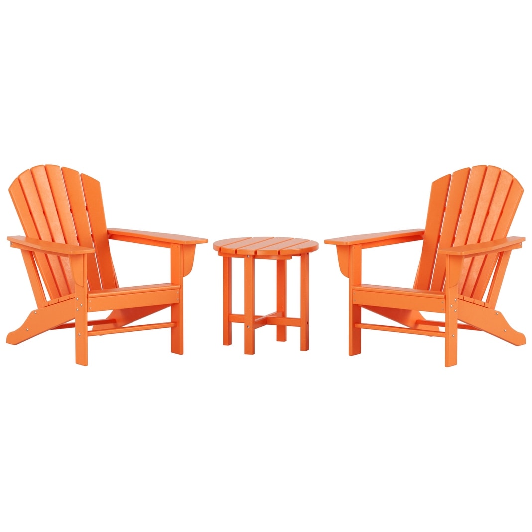 Sedie Adirondack da esterno Polytrends Altura Classic, ecologiche e adatte a tutte le stagioni, con tavolino laterale (set da 3 pezzi)