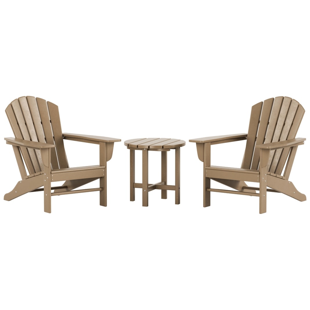 Sedie Adirondack da esterno Polytrends Altura Classic, ecologiche e adatte a tutte le stagioni, con tavolino laterale (set da 3 pezzi)